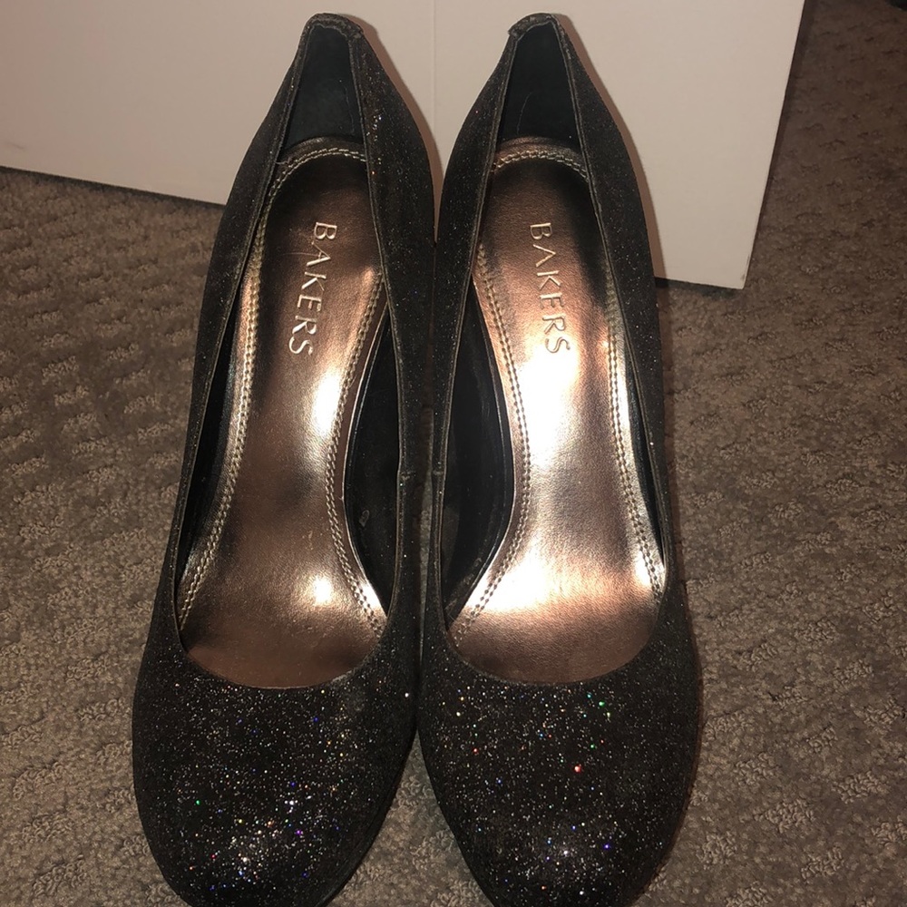 Bakers black sparkle heels
